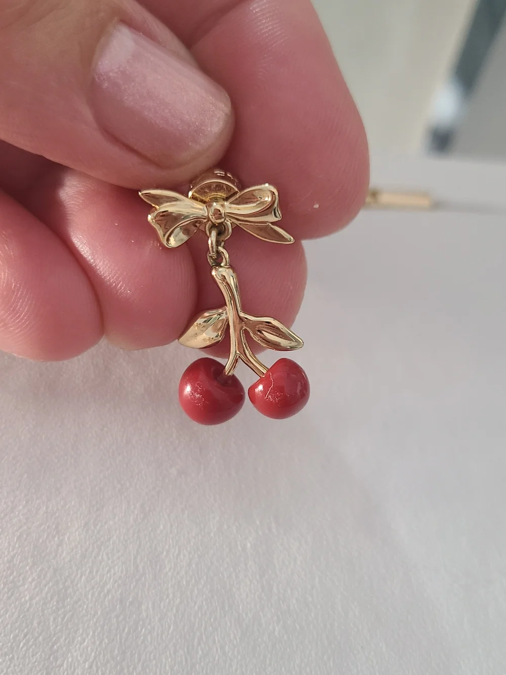Coach Gold-Tone Cherry Necklace and Earrings - Red